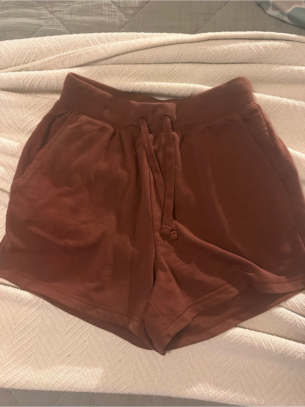 Old Navy High-Waist Drawstring Shorts in Rust